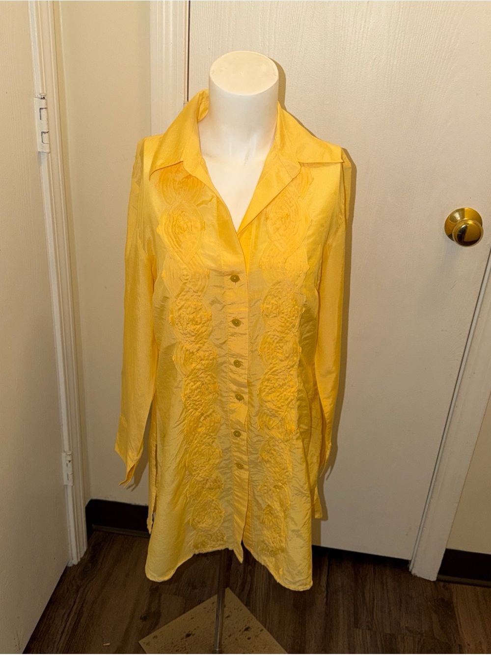 NIC+ZOE Yellow Button-Down Long Sleeve Top